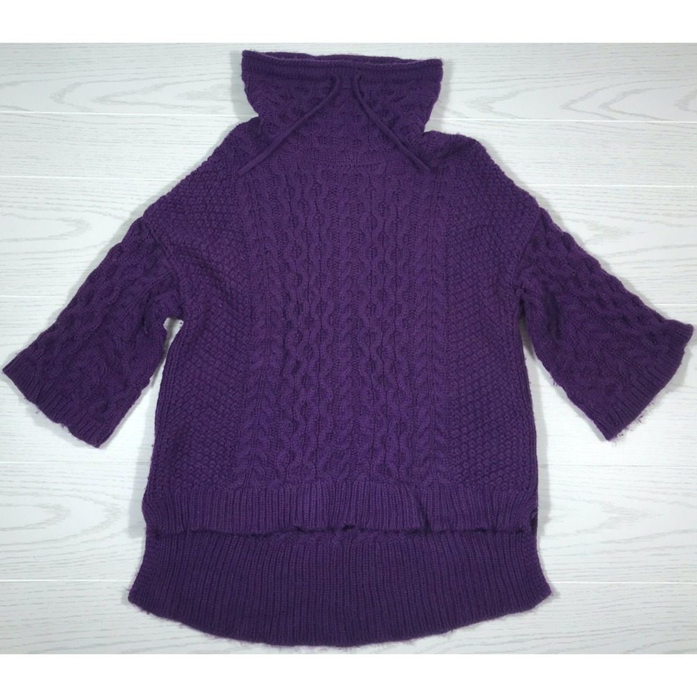 Per Se by Carlisle Cable Knit Merino Wool Blend Turtleneck Sweater Large Boho